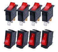 Taiss/8Pcs Rocker Toggle Switch Red Light Illuminated On/Off SPST 3 Pin 2 Position KCD3 Snap AC 250V 125V/20A KCD3-101N-R