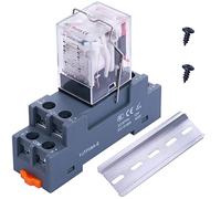 Taiss/DC 12V LED indicator Electromagnetic Coil Relay 8 Pins 10A DPDT 2NO+2NC with Socket Base、DIN Rail Aluminum、screw YJ2N-LY DC 12V