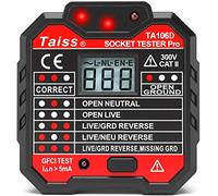 Taiss Socket Tester with Voltage Display RCD Socket LCD Display 48-250V Socket Automatic Circuit Polarity Voltage Detector Wall Plug Breaker Finder CAT II 300V TA106D