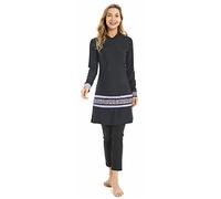TaissBocco Muslim Swimsuit for Women Islamic Swimwear 3PCS Burkini Full Coverage Bathing Suit Plus Size Modest Swimwear (L, T3)
