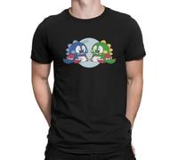 Tait T Shirts for Men Pure Cotton Humorous T-Shirts Round Collar Arcade Game Fun Little Game Bubble Bobble Tee Shirt Top Graphic Black