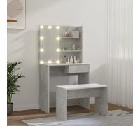 taite wooden dressing table set in concrete effect with led