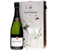Taittinger Brut Réserve Non Vintage Champagne and Glasses Gift Set 75cl