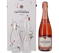 Taittinger Brut Prestige Rosé Non Vintage Champagne and Glasses Gift Set 75cl (Pack of 6)