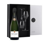 Taittinger Brut Reserve Champagne 75cl & 2 x Champagne Glasses