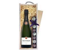 Taittinger Brut Reserve Champagne & Champagne Truffles, Wooden Box 75cl 12.5% abv