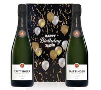 Taittinger Brut Reserve Champagne, Happy Birthday Twin Gift Box (Case of 2, 75cl) 12.5% abv