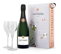 Taittinger Brut Réserve Non Vintage Champagne and Glasses Gift Set 75cl