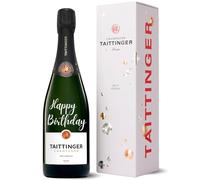 Taittinger Brut Reserve Non Vintage Champagne, Gift Box, 75cl - Personalised Happy Birthday Engraved