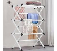 Taitus 3-Tier Folded White Clothes Airer Drying Rack,Laundry Drying Washing Line Horse Indoor outdoor Towel Rack,With strong and sturdy construction,Easy to use and move.