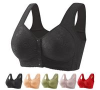 TAITUS Bras for Older Women,Front Closure Bra, Front Closure Push Up Bras No Underwire,Full Coverage Breathable Everyday Bras,No Underwire Plus Size Bra (46,Black)