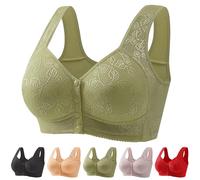 TAITUS Bras for Older Women,Front Closure Bra, Front Closure Push Up Bras No Underwire,Full Coverage Breathable Everyday Bras,No Underwire Plus Size Bra (38,Green)