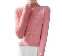 TAITUS Cashmere Sweaters for Women,Long Sleeve Pullover Knitted Bottoming Sweater,Soft Knitted Pullover Long Sleeves,Fashion Comfort Pullover Sweaters, Long Sleeve Sweater for Autumn Winter (Pink,XL)