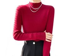 TAITUS Cashmere Sweaters for Women,Long Sleeve Pullover Knitted Bottoming Sweater,Soft Knitted Pullover Long Sleeves,Fashion Comfort Pullover Sweaters, Long Sleeve Sweater for Autumn Winter (Red,M)