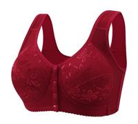 TAITUS Daisy Bras for Older Women,Front Snap Closure Comfort Everyday Bras,reathable Beauty Back Push Up Comfort Everyday Bra,No Underwire Comfortable Bra for Women (Red,42)