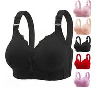 TAITUS Daisy Bras For Older Women,Full Support No Underwire Everyday Bras, Push Up Plus Size Bra Comfortable Breathable Bras,Sexy Lace Bra Comfortable Side Push-Up Bra Underwear (Black,42/95)