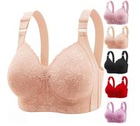 TAITUS Daisy Bras For Older Women,Full Support No Underwire Everyday Bras, Push Up Plus Size Bra Comfortable Breathable Bras,Sexy Lace Bra Comfortable Side Push-Up Bra Underwear (Pink,42/95)
