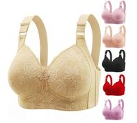 TAITUS Daisy Bras For Older Women,Full Support No Underwire Everyday Bras, Push Up Plus Size Bra Comfortable Breathable Bras,Sexy Lace Bra Comfortable Side Push-Up Bra Underwear (Skin,36/80)