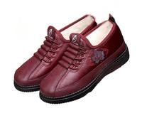 TAITUS Ladies Plush Warm Non-slip Cotton Boots,Winter Fleece Slip On Snow Boots,Waterproof Non-Slip Plus Velvet Thick Snow Boots,winter Warm Soft Sole Comfortable cotton shoes (Red,40 EU)