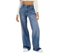 TAITUS Sweatpant Jeans, Women Wide Leg Jeans,2025 High Waist Loose Wide Leg Sweatpant Jeans Women, Straight Slim Jean Sweatpants Women with Pocket (M,Blue)