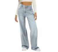 TAITUS Sweatpant Jeans, Women Wide Leg Jeans,2025 High Waist Loose Wide Leg Sweatpant Jeans Women, Straight Slim Jean Sweatpants Women with Pocket (S,Light Blue)