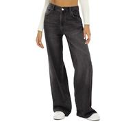 TAITUS Sweatpant Jeans, Women Wide Leg Jeans,2025 High Waist Loose Wide Leg Sweatpant Jeans Women, Straight Slim Jean Sweatpants Women with Pocket (L,Black)