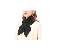 TAITUS Winter Cross Neck Solid Color Knitted Scarf - Women's Fashion Short Scarf With Bowknot Cross Knit Ring (Black, One Size)