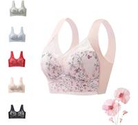 TAITUS Women's No Wire Push-Up Shaping Anti-Sagging Breathable Lace Bra, Full Coverage Bra for Women Wireless (Skin,XL)