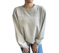 TAIUICY Women Waffle Knit Mama With Zippers Breastfeeding Sweatshirt Mama Embroidered Zip Nursing Pullover Tops, Silver Grey, Large