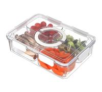 Taiuloo Divided Serving Tray with Airtight Lid and Handle, 4 Compartment Snackle Box Container, Portable Snack Platters, Clear Fridge Organizer & Food Storage for Veggie, Fruit, Charcuterie, Nuts