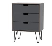Taiwan 3 Drawer Chest (Ready Assembled) Ready Assembled 2 U Dark Grey One Size