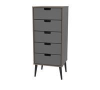 Taiwan 5 Drawer Bedside (Ready Assembled) Ready Assembled 2 U Dark Grey Medium