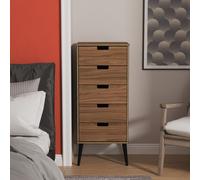 Taiwan 5 Drawer Tall Bedside (Ready Assembled) Ready Assembled 2 U Walnut One Size