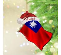 Taiwan Flags Red Santa Hat Ornament Keepsake State Flag Travel Sports Round Christmas Tree Ornament Keepsake World Countries Flag International Festival Acrylic Christmas Bauble Tree Decorations