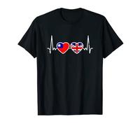 Taiwan Great Britain Heartbeat Taiwanese British Flag T-Shirt