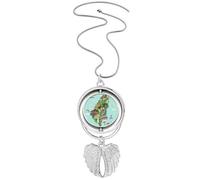 Taiwan Map Landscape China Travel Pendant Angel Wings Rotating Necklace Jewelry