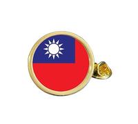 Taiwan National Flag Gold Plated Domed Lapel Pin Badge in Gift Bag
