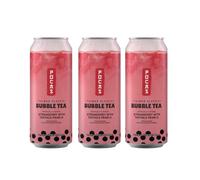Taiwan Strawberry Bubble Tea with Tapioca Pearls 490ml x 3 Cans - Ready to Drink Milk Tea, Bubble Drink, Imported Asian Beverage