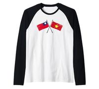 Taiwan Vietnam Crossed Flags Taiwanese Vietnamese Raglan Baseball Tee
