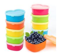 TAIXING 10 PCS Small Containers with Lids, Heart Shape Small Food Storage Containers, Small Pots with Lids Storage Snack Boxes for Sauces, Dips, Spices, Yogurt, Salad Dressing, Hummus and Storage