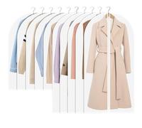 TAIXING 10Pcs Garment Bags, 60 x 120cm/5Pcs + 60 x 100cm/5Pcs Clothes Covers Protector Bags, PEVA Translucent Clothes Cover Bags with Zipper for Suits Shirts Dresses Coats Jackets Uniforms