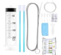 TAIXING 12Pcs Fridge Dredger and Cleaning Set, Reusable Fridge Drain Hole Cleaning Tool, Universal Fridge Cleaning Syringe Kit Fridge Emptying Dredger and Cleaning Set for All Refrigerator Cleaning