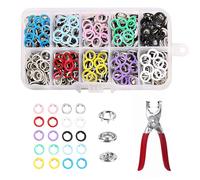 TAIXING 200 Sets 800 Pcs Snap Fasteners Press Studs No Sewing, 9.5mm Metal Poppers Fasteners Snap Button Fastener Kit with Fastener Pliers for DIY Crafts Childrens Clothing Bags Jeans, 10 Colors