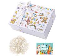 TAIXING 2026 New Gift Box, Textured Gift Boxes for Presents with Ribbon Shred Raffia Greeting Card, 25x18x8.5 cm Gift Boxes with Lids for Valentines Day Christmas Anniversaries