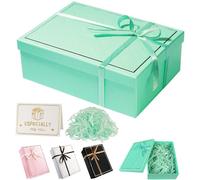 TAIXING 2026 New Gift Box, Textured Gift Boxes for Presents with Ribbon Shred Raffia Greeting Card, 25x18x8.5 cm Gift Boxes with Lids for Valentines Day Christmas Birthdays Anniversaries(Mint Green)