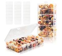 TAIXING 2PCS Snack Box with Compartments, Snack Boxes for Kids Travel with 18 Removable Compartments, Clear Plastic Snackle Box for Travel Plane, for Chocolates Chips Nuts Cookies Candies Small items
