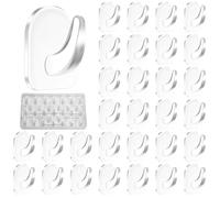 TAIXING 30Pcs Clear Acrylic Sticky Hooks, Super Strong Self Adhesive, Reusable Wall Mounts for Hanging Towels, Keys, Kitchen, Office Decor