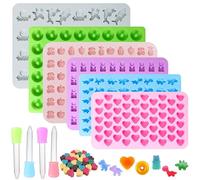 TAIXING 6pc Mini Silicone Chocolate & Jelly Moulds with 4 Droppers - Nonstick Sweet Moulds for DIY Candy, Gummy & Wax Melts