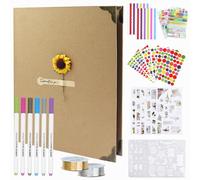 TAIXING Scrapbook Kit, Scrap Book Photo Album, Cowhide Color Memory Book with 80 Black Pages for Wedding Anniversary Birthday Travel Baby, Travel Scrapbook with Marker Pens Photo Corners Sticker