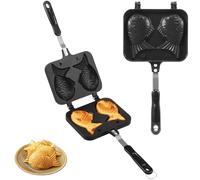 Taiyaki Fish Mold Non Stick Waffle Iron Baking Mold Aluminium Alloy Fish Shape Pan Cake Bakeware for Kitchen Restaurant Camping Traveling(2 Fish)